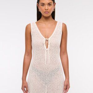 Abercrombie & Fitch Crochet-Style Mini Dress Coverup - Size Medium - Color Cream